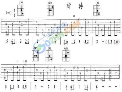 吉他谱和弦图,吉他谱和弦图上的数字